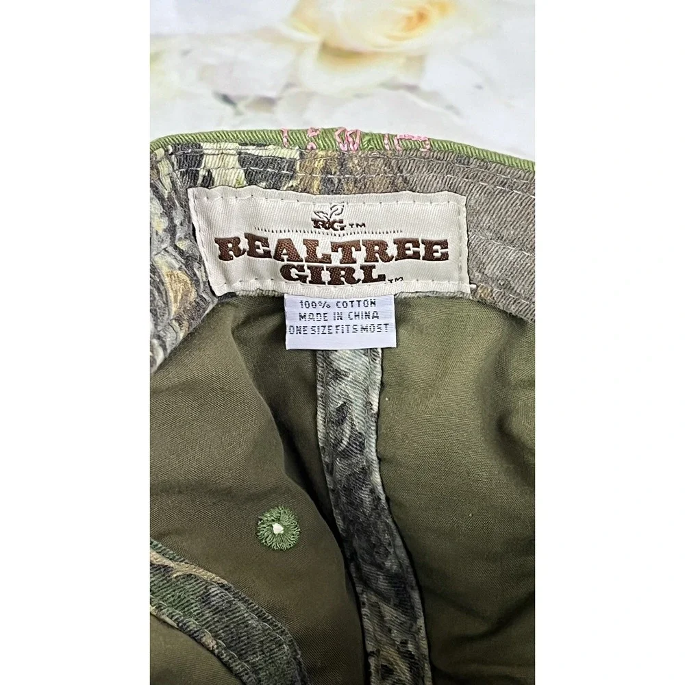 Realtree Girl Embroidered Hat Green Pink RG Cap Adjustable Strapback OS Cotton